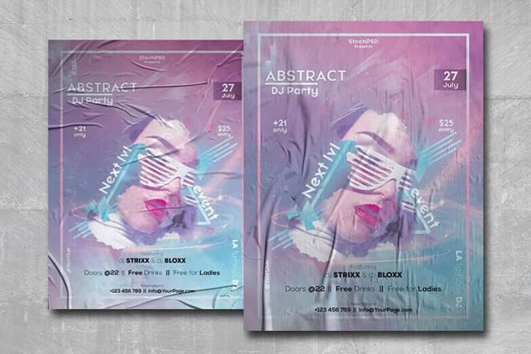 Futuristic DJ Party Poster Template FREE PSD