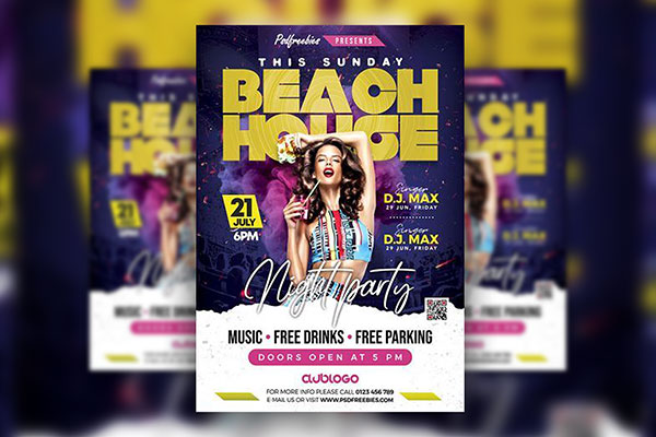 Futuristic Music Club Party Flyer Template FREE PSD