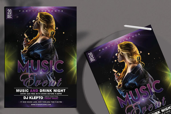 Futuristic Music Event Flyer Template FREE PSD