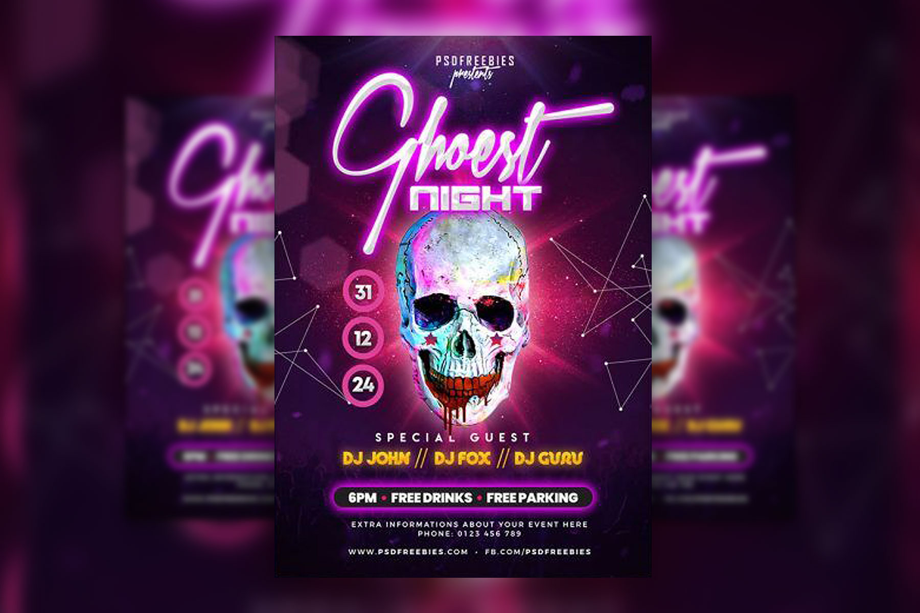 Galactic Modern Halloween Party Flyer Template FREE PSD
