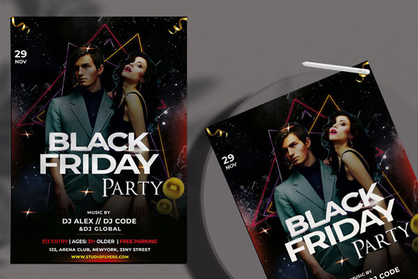 Geometric Night Party Flyer Template FREE PSD