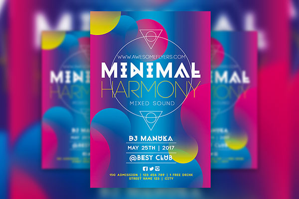 Geometric Party Flyer Template FREE PSD