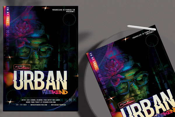 Graffiti, Urban, Modern Night Party Flyer Template FREE PSD
