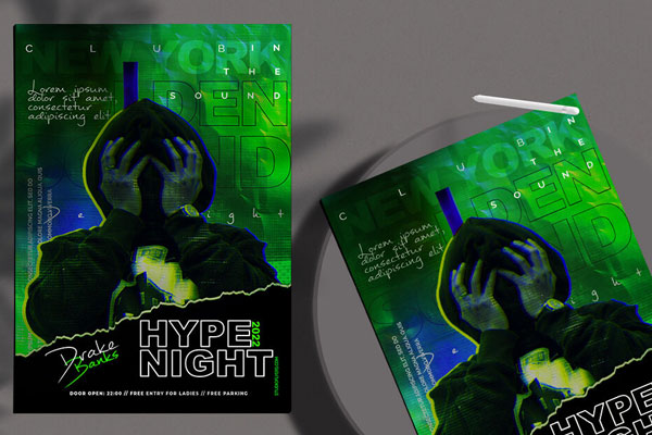 Green Modern Night Party Flyer Template FREE PSD