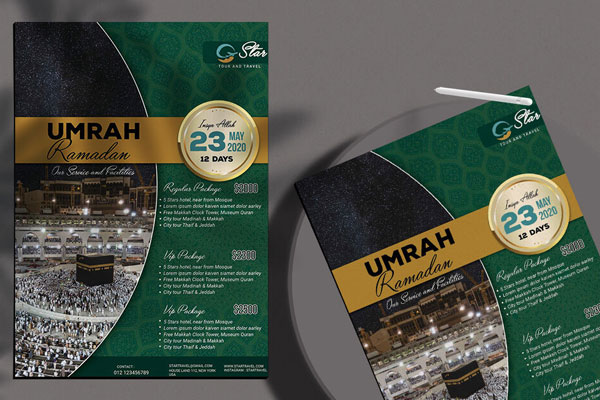 Green Modern Ramadan Umrah Flyer Template FREE PSD