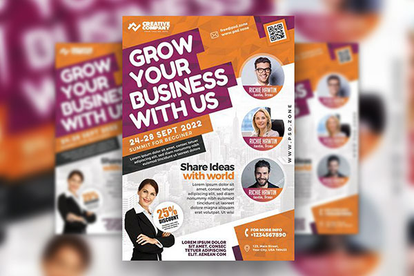 Grid Modern Seminar Business Flyer Template Free Download | Resource Boy