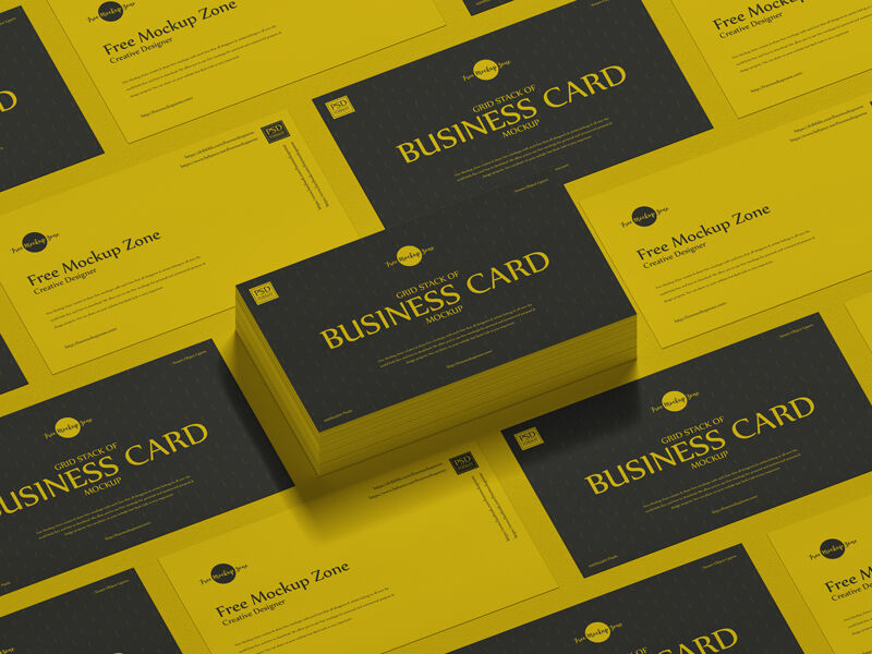 Grid Stack of Business Cards Mockup FREE PSD