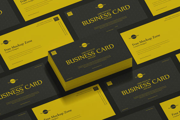 Grid Stack of Business Cards Mockup FREE PSD