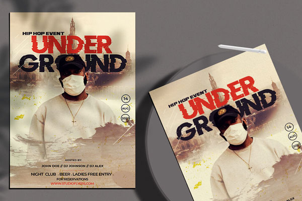 Grunge Hip Hop Event Flyer Template FREE PSD