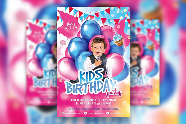 Illustrated Festive Birthday Party Flyer Template Free Download ...