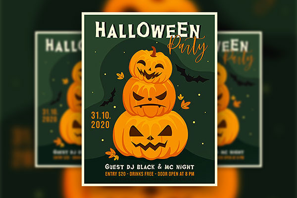 Illustrated Halloween Event Flyer Template FREE PSD