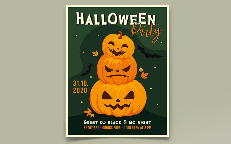 Illustrated Halloween Event Flyer Template FREE PSD