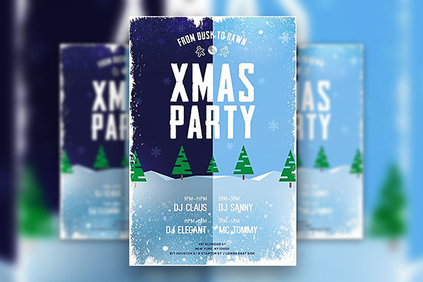 Illustrated Merry Xmas Party Flyer Template Plus a Facebook Cover FREE PSD