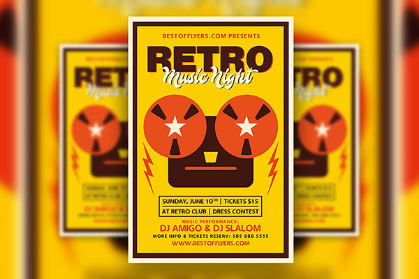 Illustrated Music Event Flyer Template FREE PSD