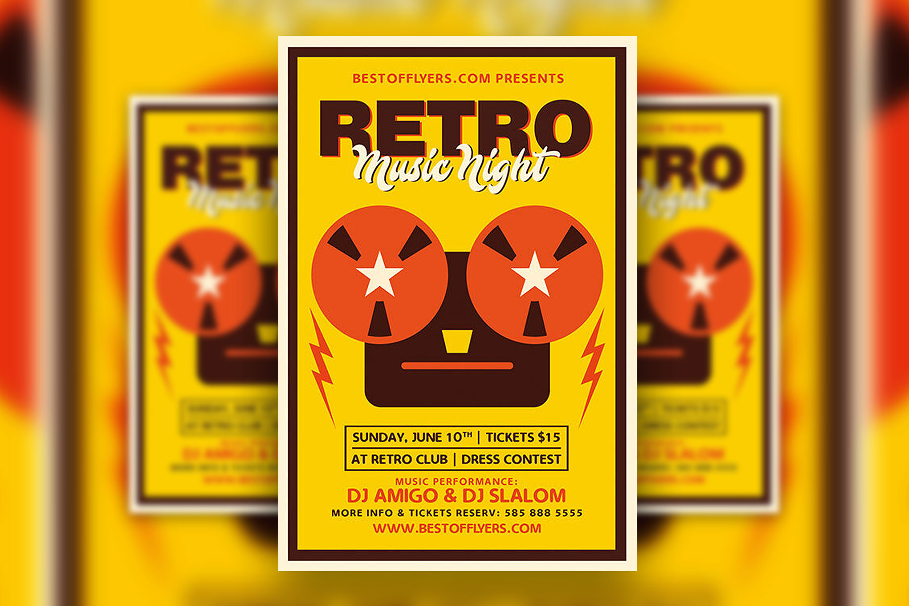 Illustrated Music Event Flyer Template FREE PSD