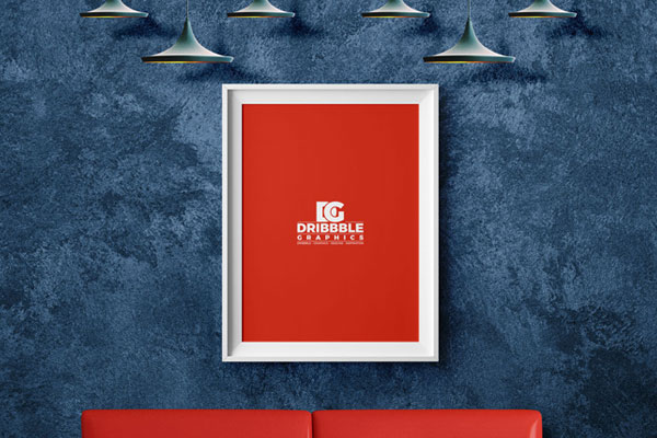 Indoor Front View Photo Frame Mockup FREE PSD