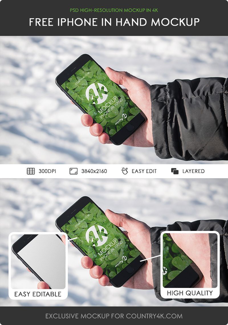 iPhone Mockup Holding by Hand in Perspective FREE PSD