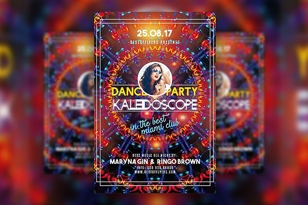 Kaleidoscope, Abstract Nightclub Flyer Template FREE PSD