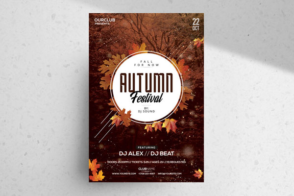 Leafy and Modern Fall Festival Flyer Template FREE PSD