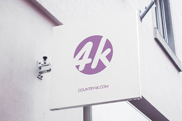 Low-Angle View, Square Signage Put up in the Wall Mockup FREE PSD