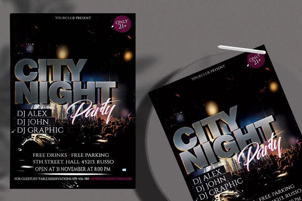 Luxury City Nightclub Party Flyer Template FREE PSD