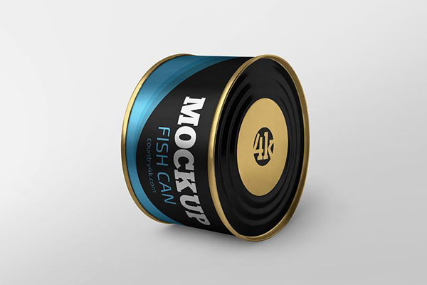 Metal Fish Can Mockup from Perspective View FREE PSD