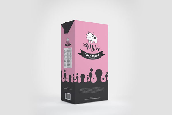 Milk Carton Mockup Standing in the Half-Side View FREE PSD
