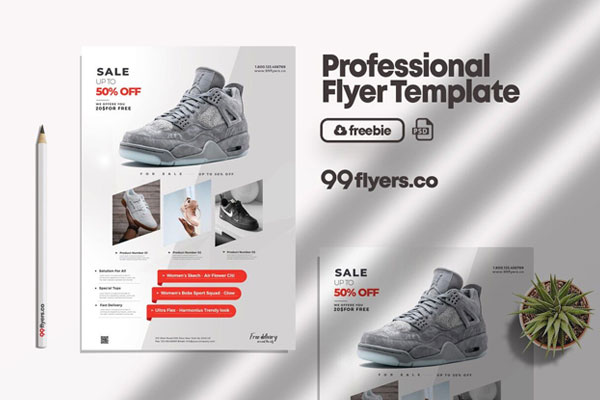 Minimal Modern Shoe Sale Flyer Template FREE PSD