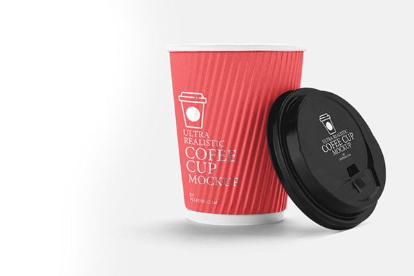 Minimalist 3/4 View Coffee Cup with its Lid Off Mockup FREE PSD