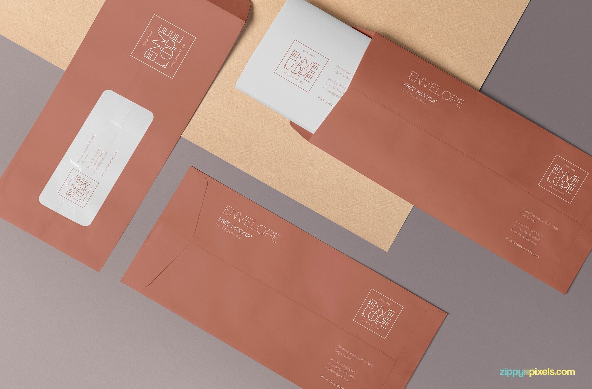 Mockup of 3 Envelopes in Different Angles FREE PSD