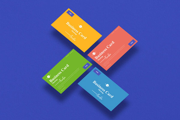 Mockup of 4 Floating Business Cards FREE PSD