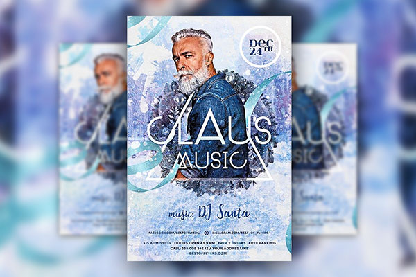 Modern and Floral DJ Music Party Flyer Template FREE PSD
