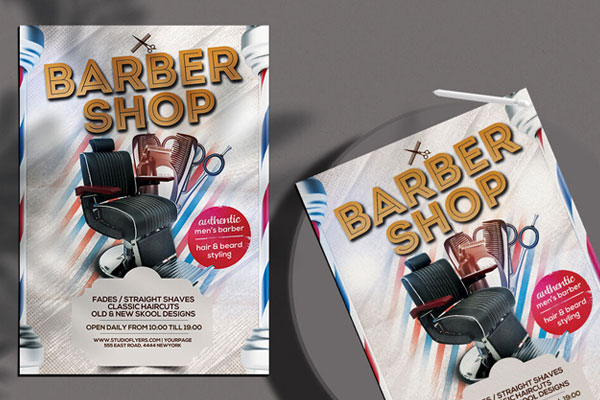 Modern Barber Shop Flyer Template FREE PSD