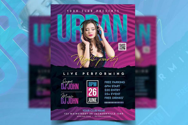 Modern Dance Night Party Flyer Template FREE PSD