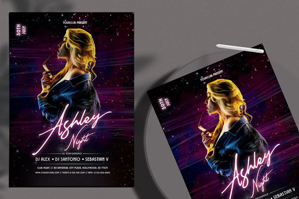 Modern DJ Party Flyer Template FREE PSD