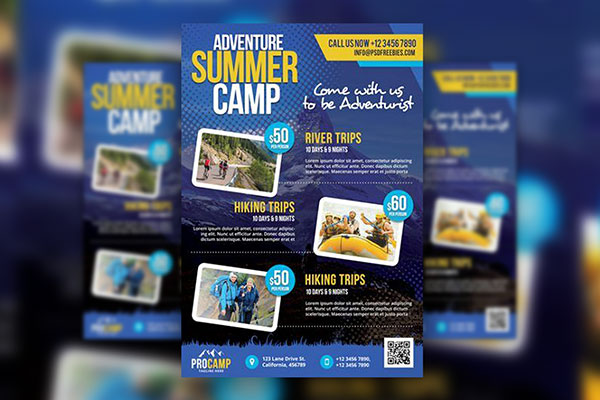 Modern Dots Summer Camp Flyer Template FREE PSD