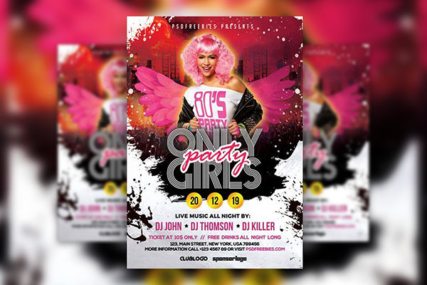 Modern Girls Party Flyer Template FREE PSD