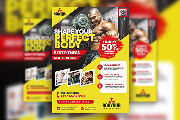 Modern Gym Promotion Flyer Template FREE PSD