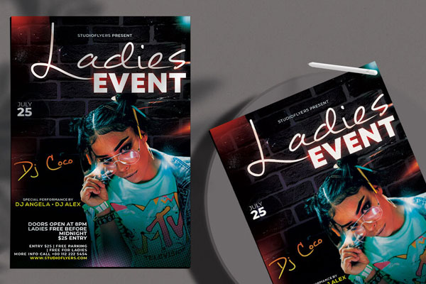 Modern Ladies Night Party Flyer Template FREE PSD