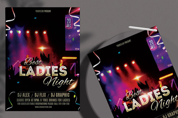 Modern Ladies Night Party Flyer Template FREE PSD