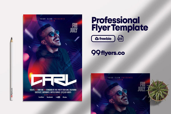 Modern Lights Nightclub Event Party Flyer Template FREE PSD
