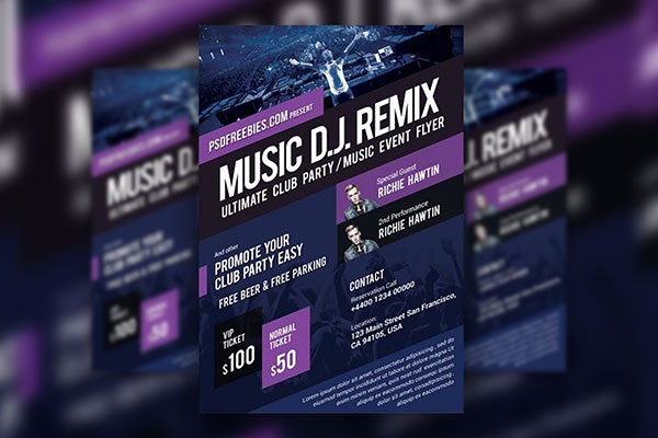Modern Music Event Flyer Template FREE PSD
