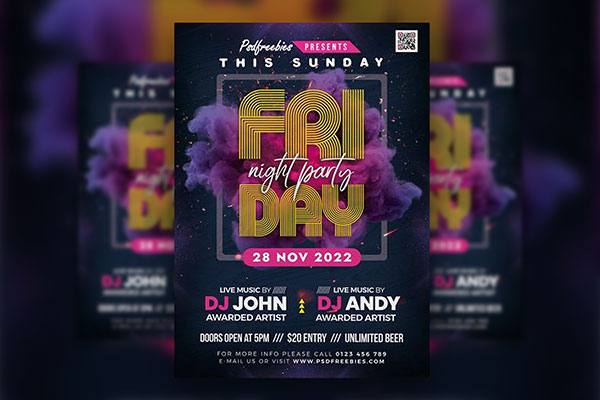 Modern Nightclub Party Flyer Template FREE PSD