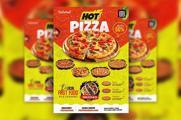Modern Pizza Shop Flyer Template FREE PSD