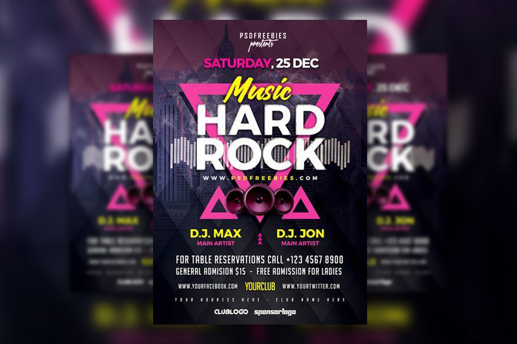 Modern Rock Music Party Flyer Template FREE PSD