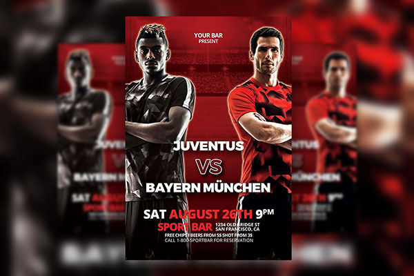 Modern Soccer Game Day Party Flyer Template FREE PSD