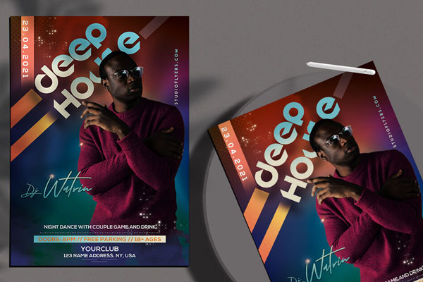 Modern Sparkly DJ party Flyer Template FREE PSD