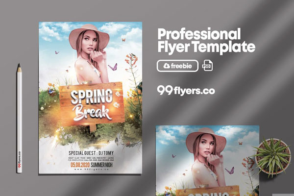 Modern Sparkly Spring Event Flyer Template FREE PSD