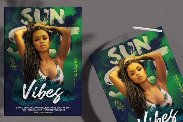 Modern Tropical Summer Party Flyer Template FREE PSD