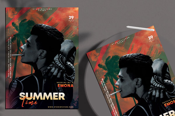 Modern Tropical Summer Party Flyer Template FREE PSD